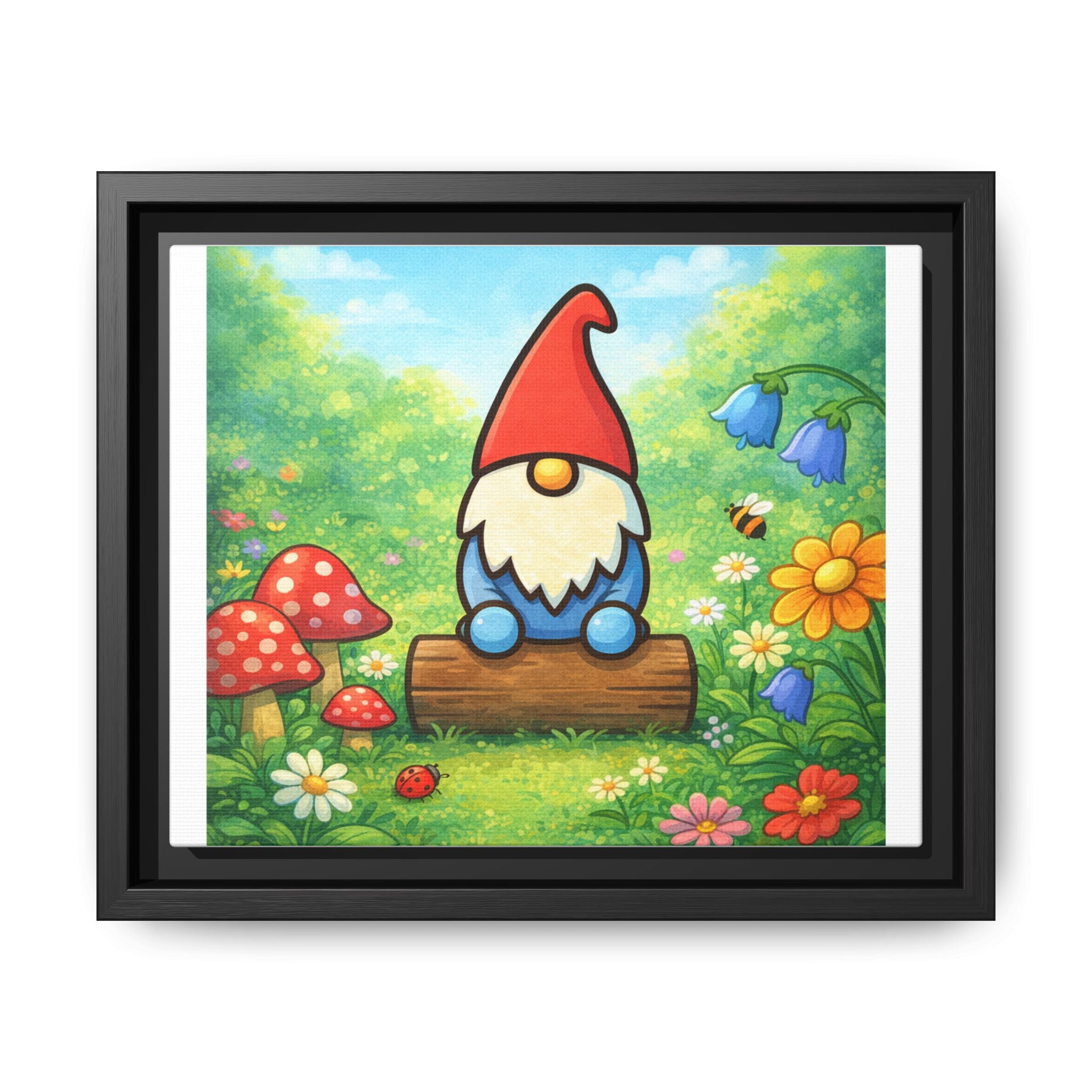 Garden Gnome World Logo - Whimsical Garden Gnome Matte Canvas Print (Framed)