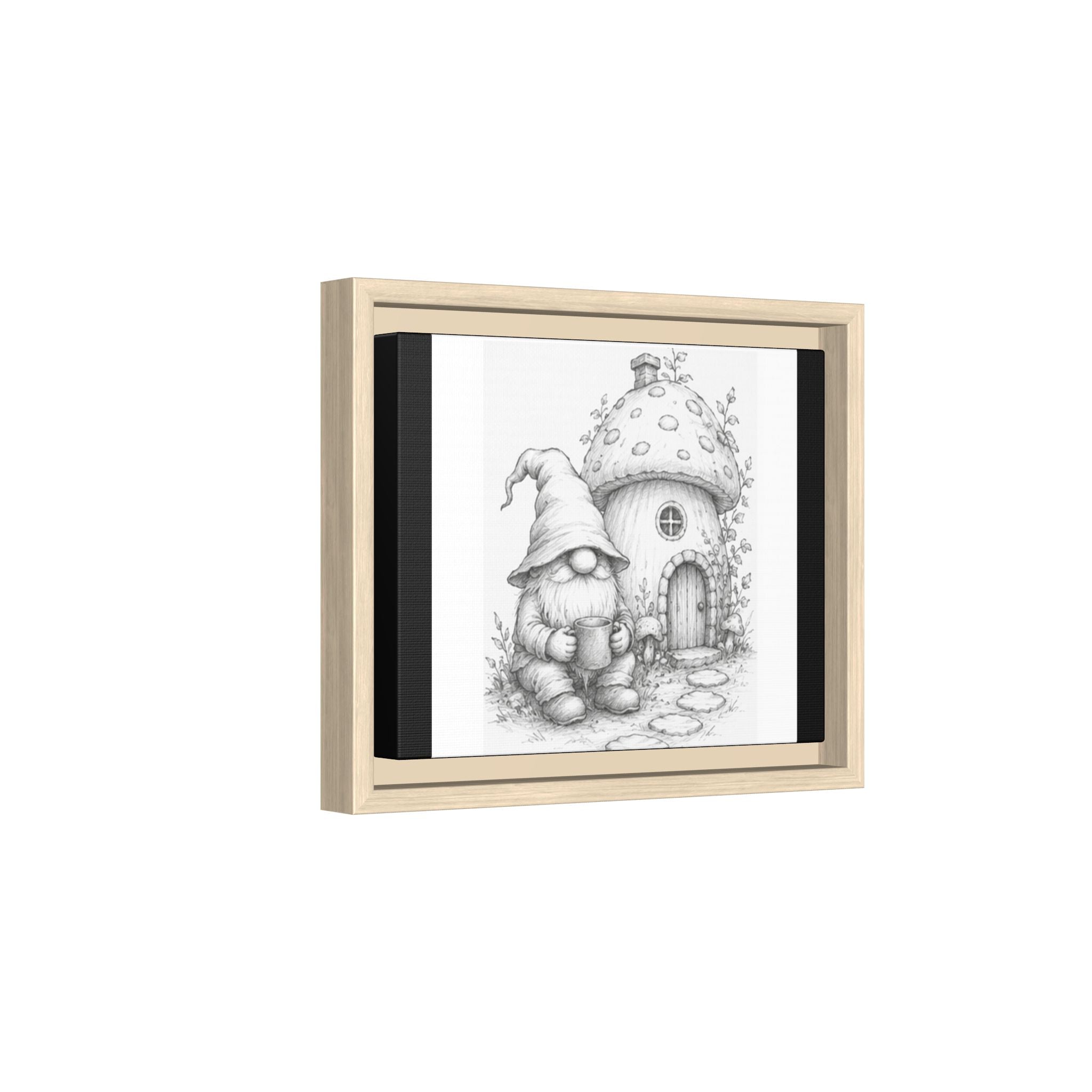 Gnome Pencil Cottage Sketch Framed Canvas Print - Fren