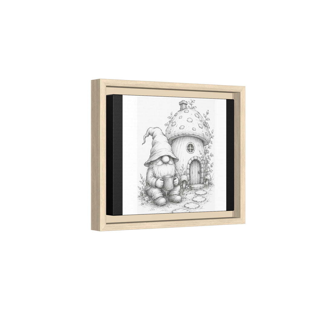Gnome Pencil Cottage Sketch Framed Canvas Print - Fren