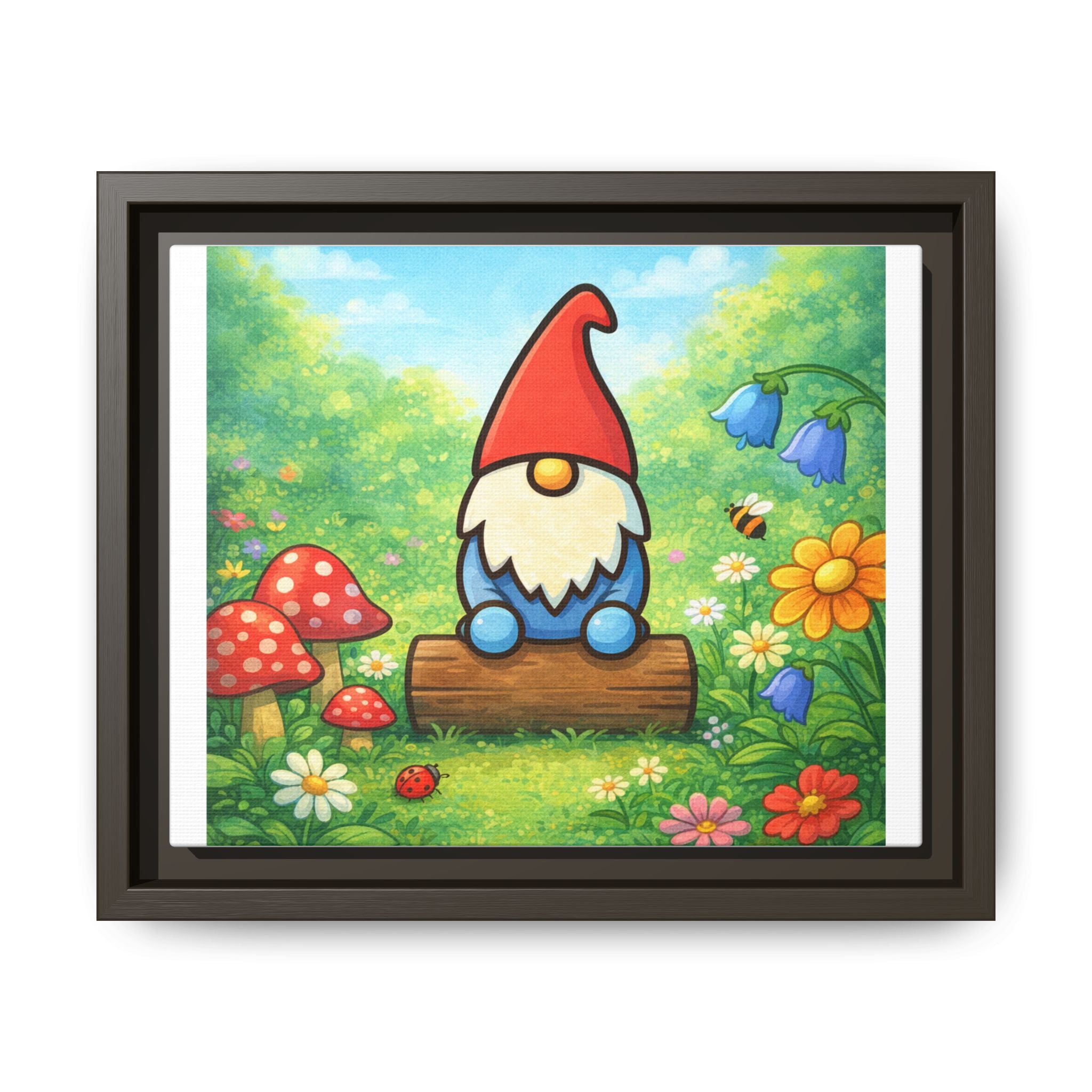 Garden Gnome World Logo - Whimsical Garden Gnome Matte Canvas Print (Framed)