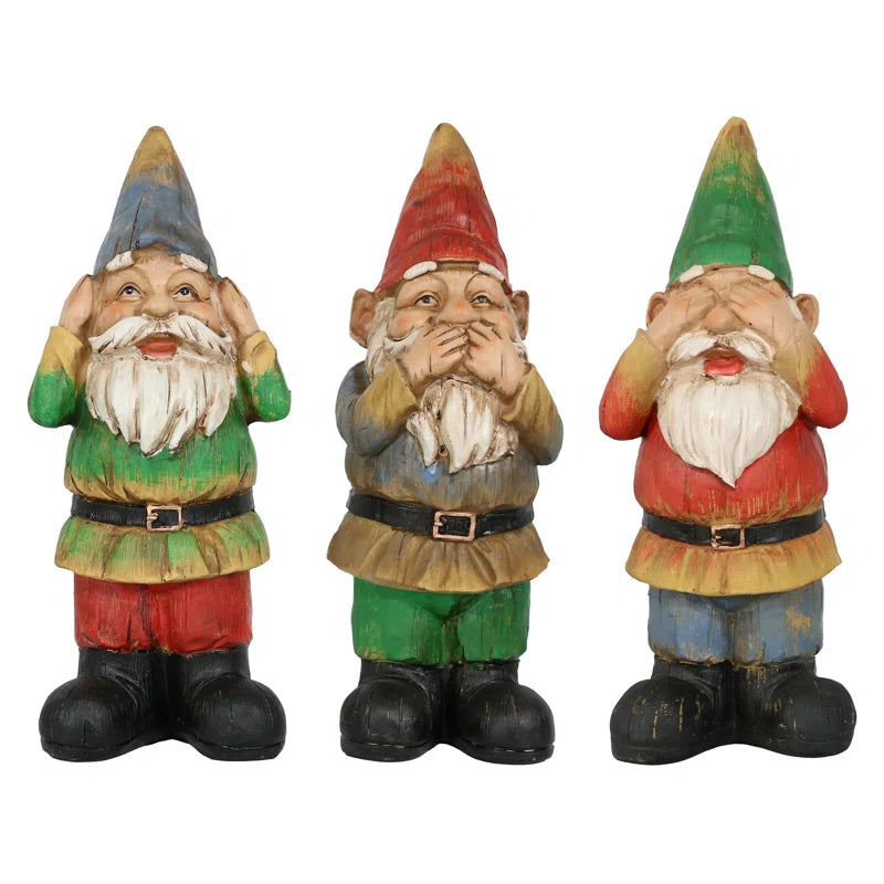 Three Wise Garden Gnomes  3-Piece Set 11.5"