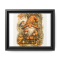 Autumn Gnome Framed Canvas Art – Fall Mushroom & Robin Wall Decor
