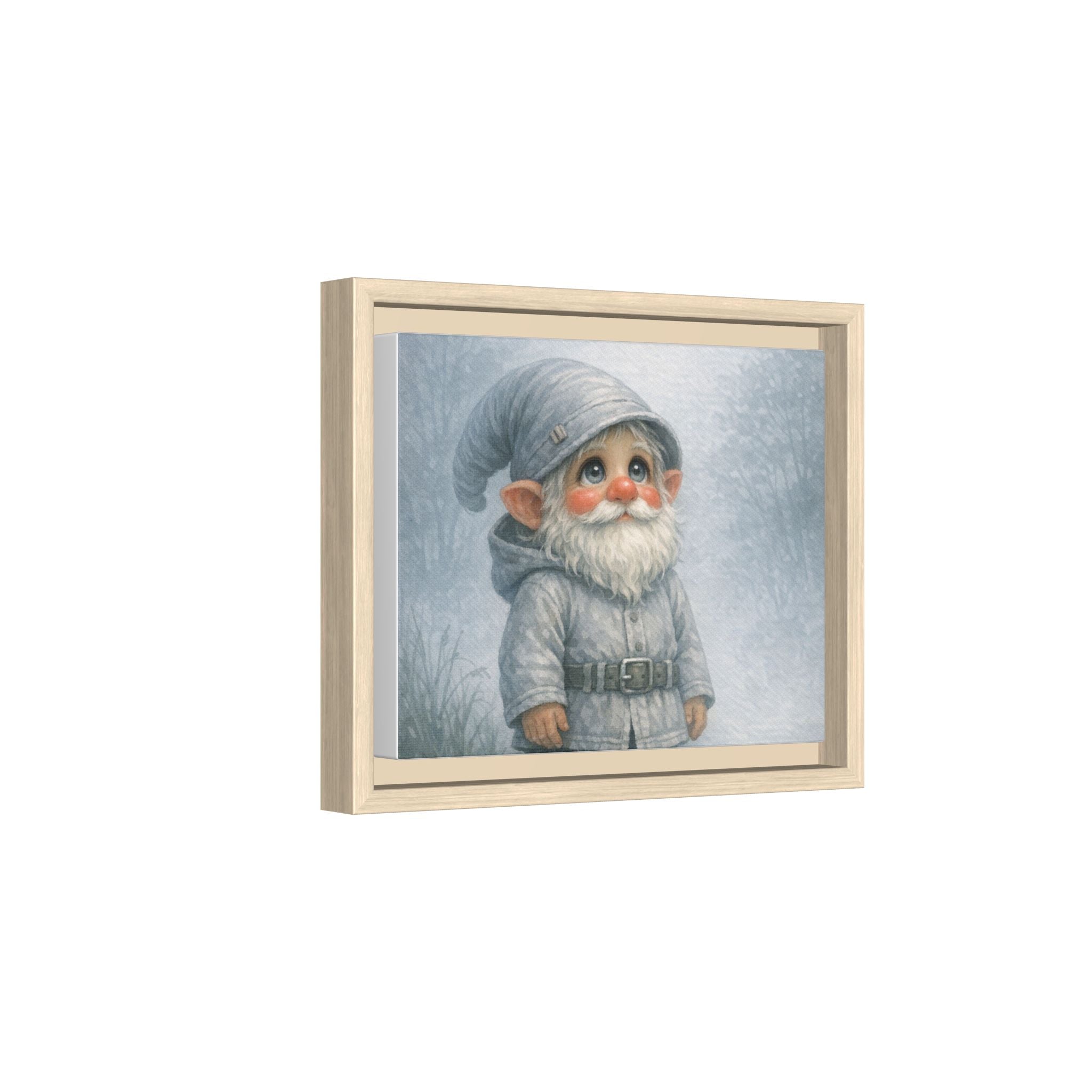 Framed Matte Canvas - Bright Eyes Adorable Winter Gnome Wall Art