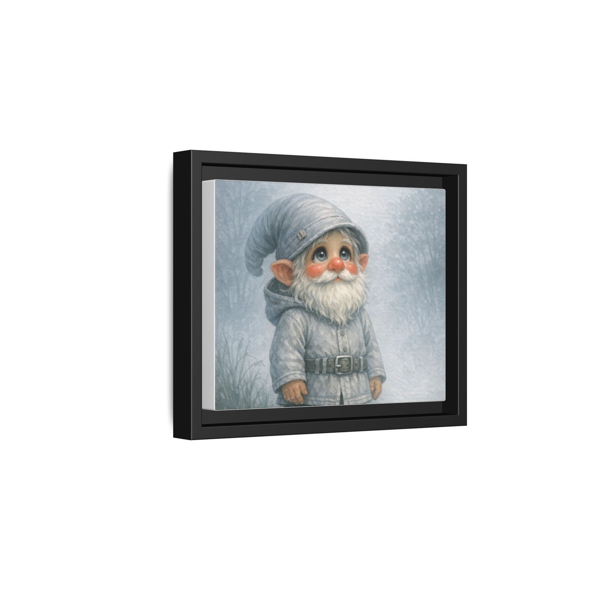 Framed Matte Canvas - Bright Eyes Adorable Winter Gnome Wall Art