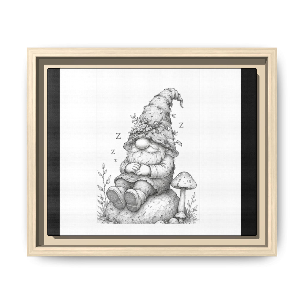 Sleeping Gnome Pencil Framed Matte Canvas Wall Art - Lark