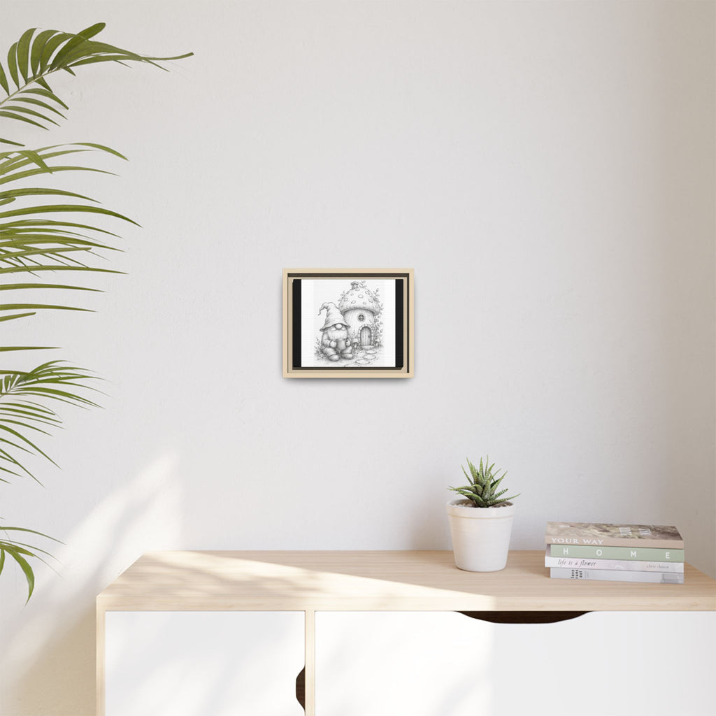 Gnome Pencil Cottage Sketch Framed Canvas Print - Fren