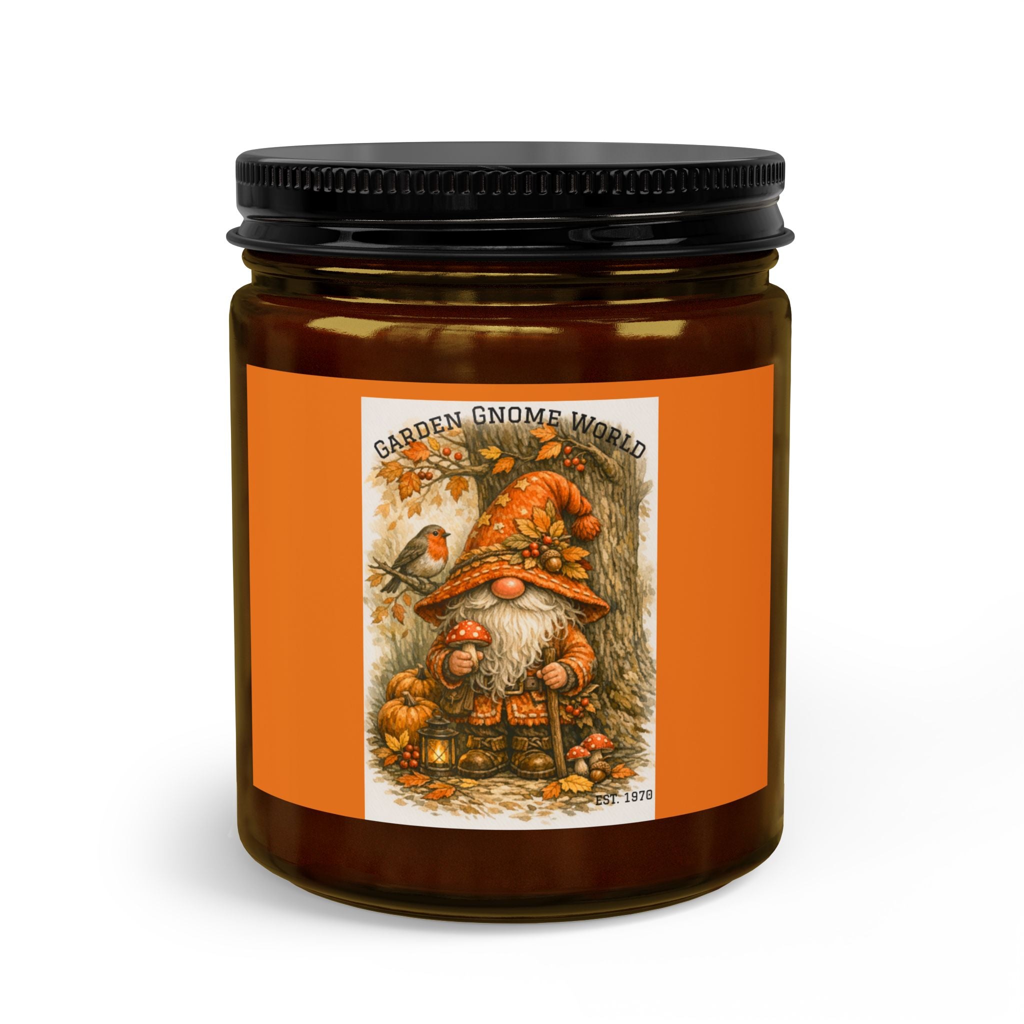 High Hat Orange Apple Garden Gnome Candle Set with Matches & Wick Trimmer – Autumn Cozy Home Décor