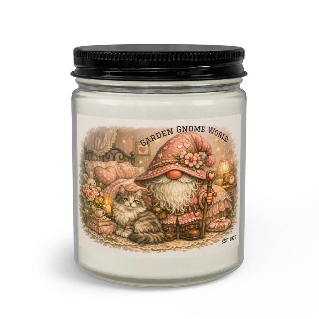 Gnome Garden Candle Set with Matches & Wick Trimmer — Cozy Floral Jar Candle Gift