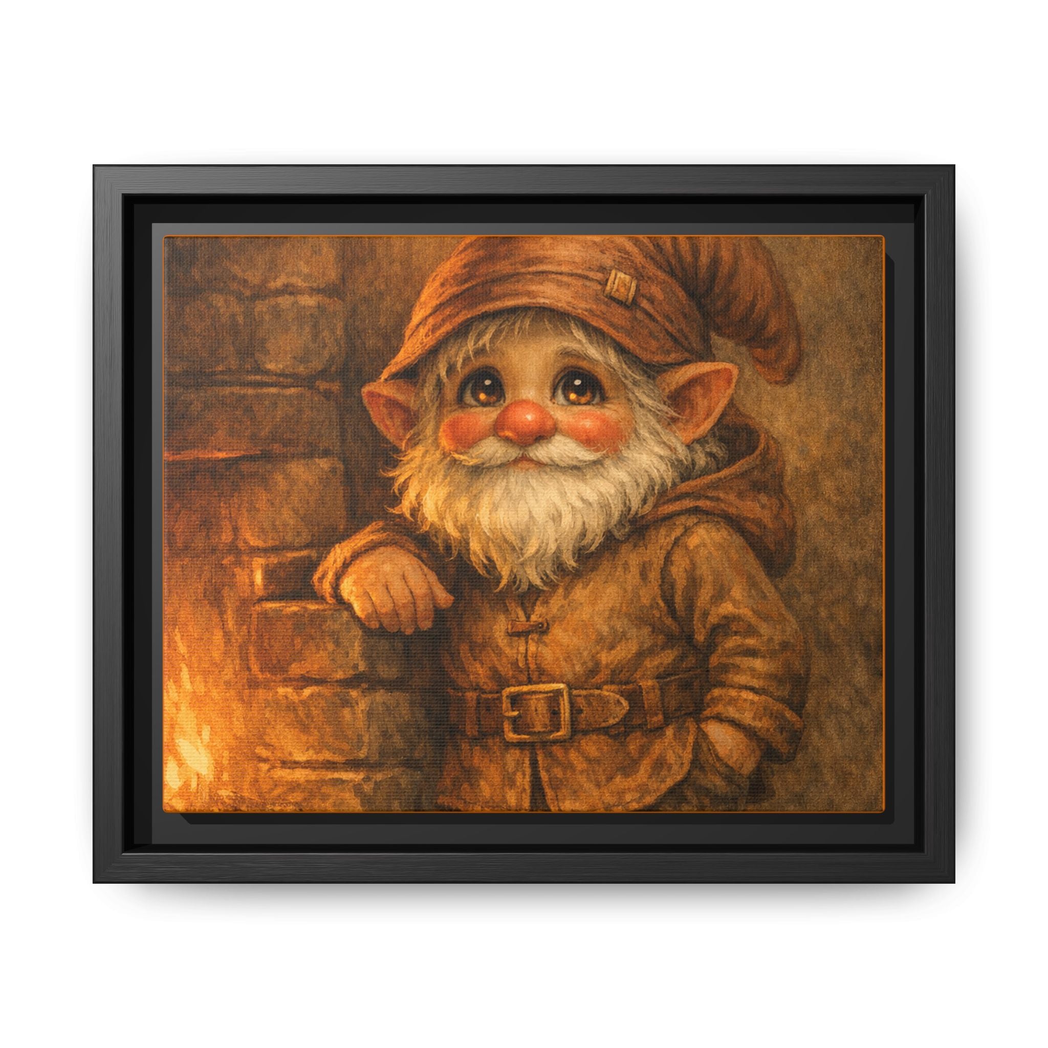 Framed Matte Canvas - Bright Eyes Gnome by Hearthside (Whimsical Woodland Wall Art)