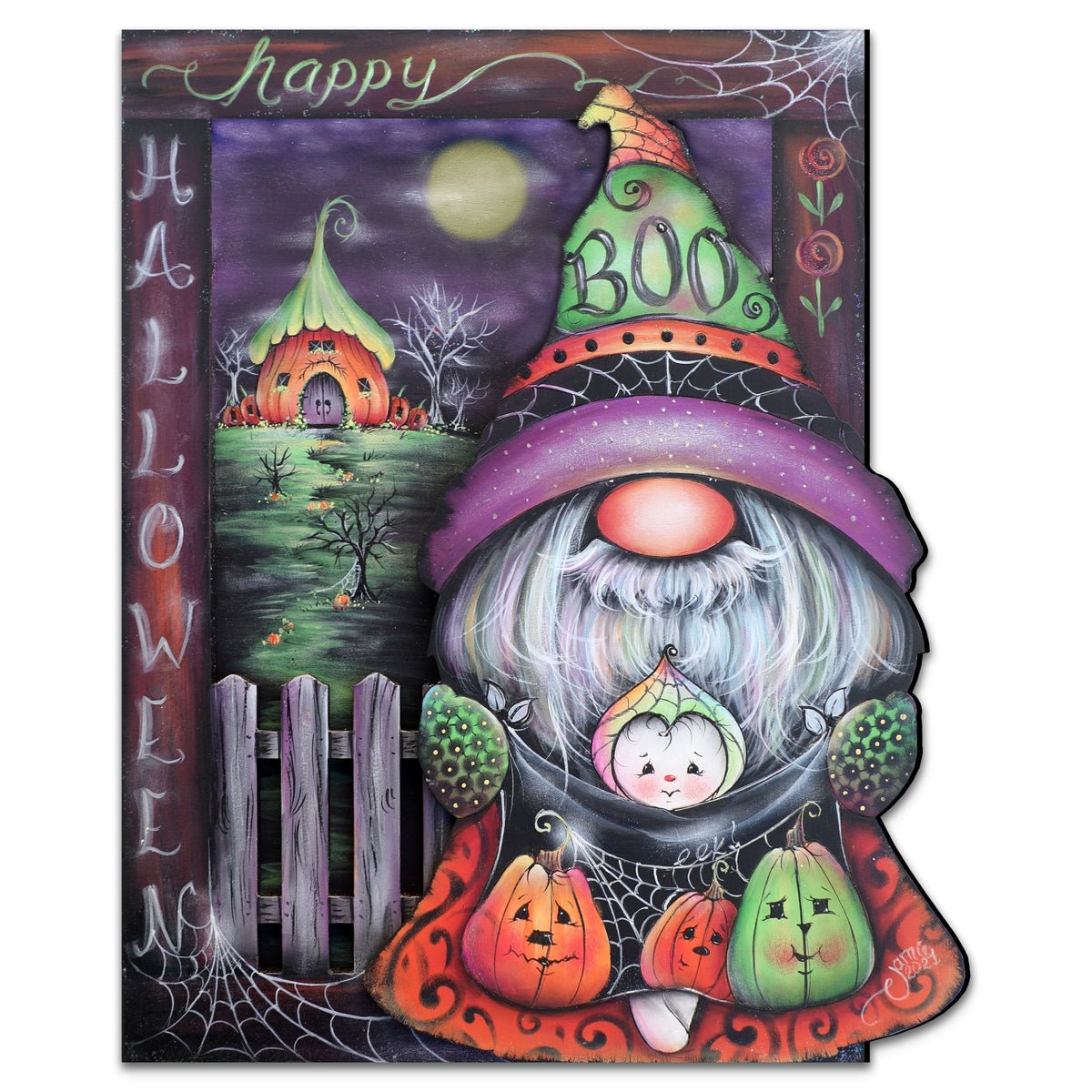 Boo Halloween Gnome Holiday Door Decor by Jamie Mills-Price - Halloween Decor - 8611077H-MP