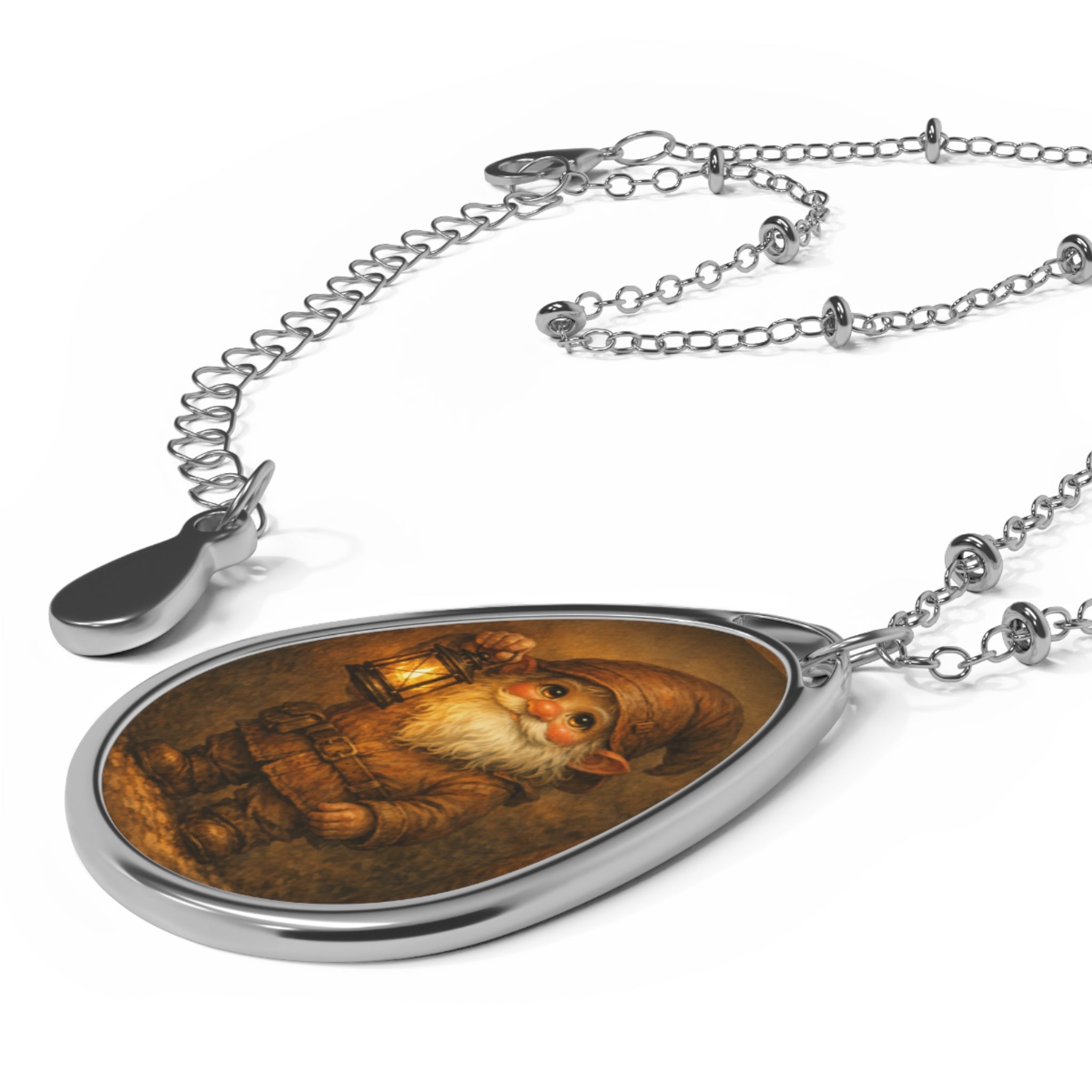 Engraved Teardrop Pendant Necklace