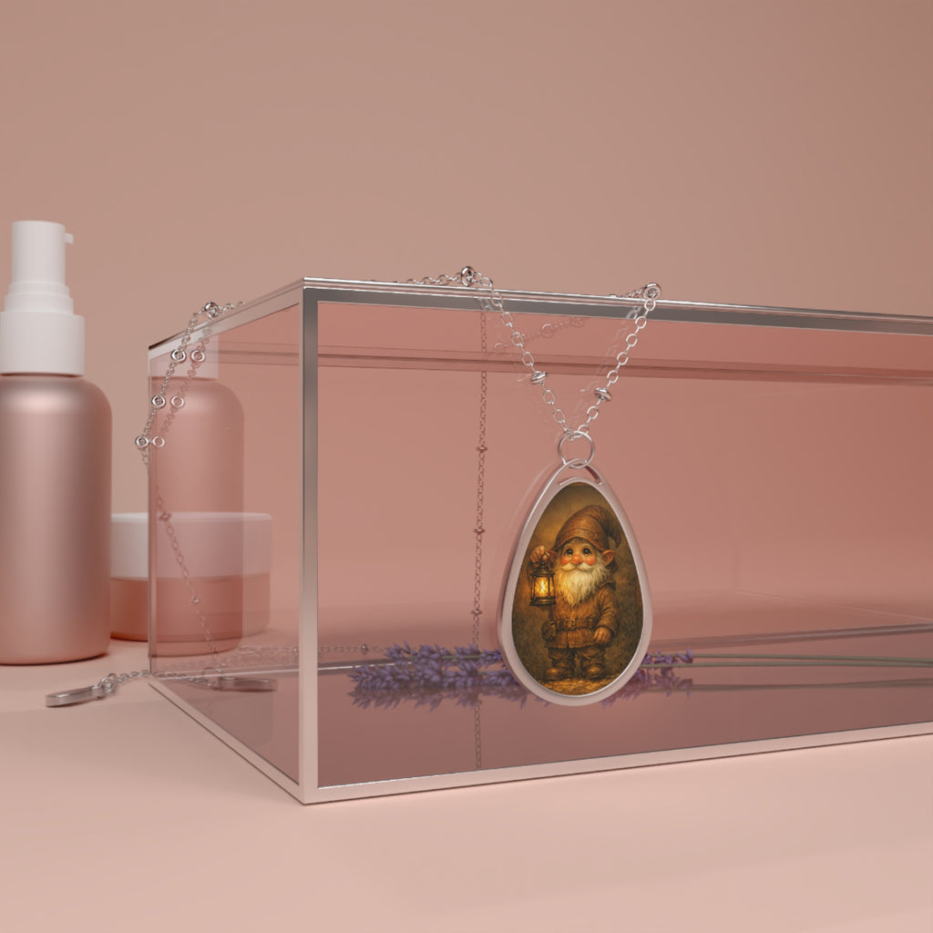 Engraved Teardrop Pendant Necklace