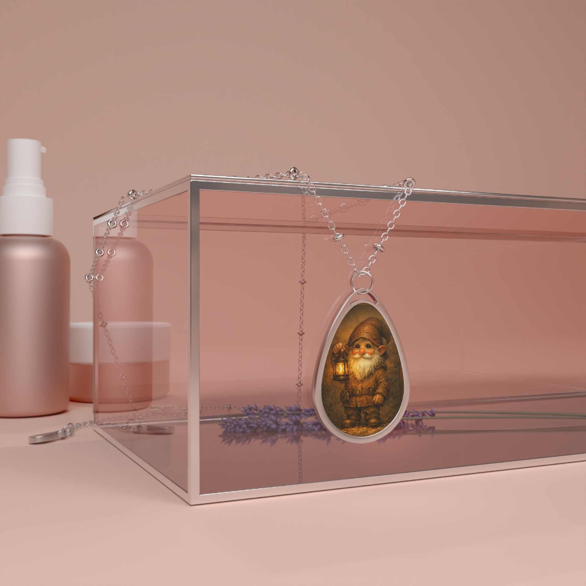 Engraved Teardrop Pendant Necklace