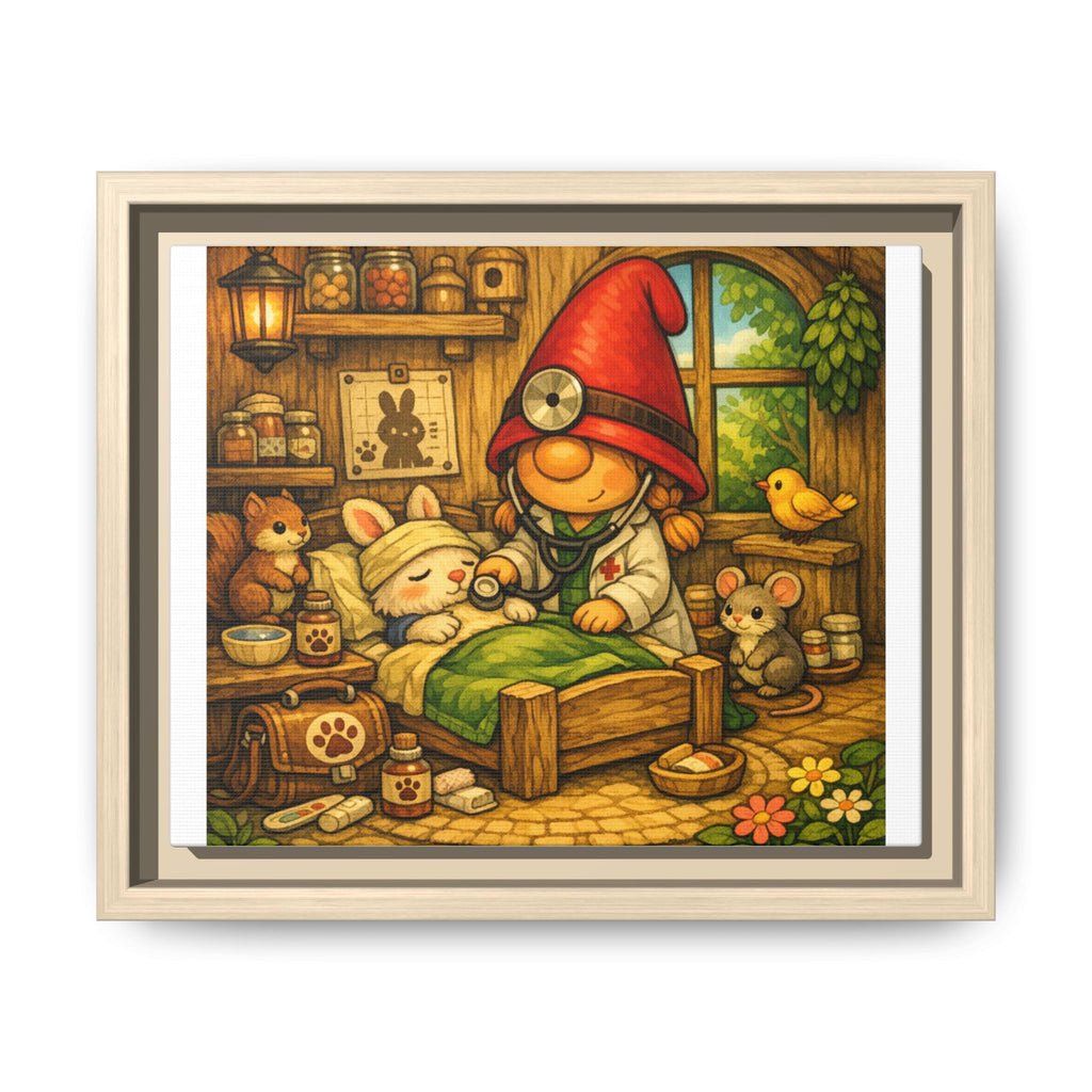 Gnome Girl Vet Nursery Wall Art — Framed Matte Canvas
