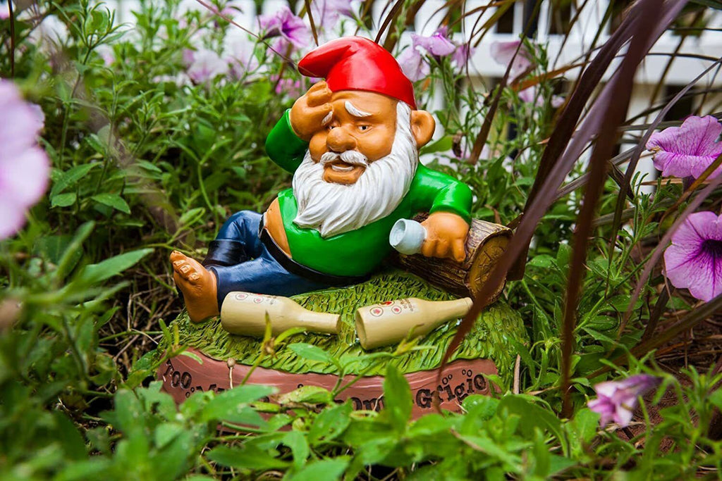 The Hungover Drunk Garden Gnome - Funny Outdoor Statue 