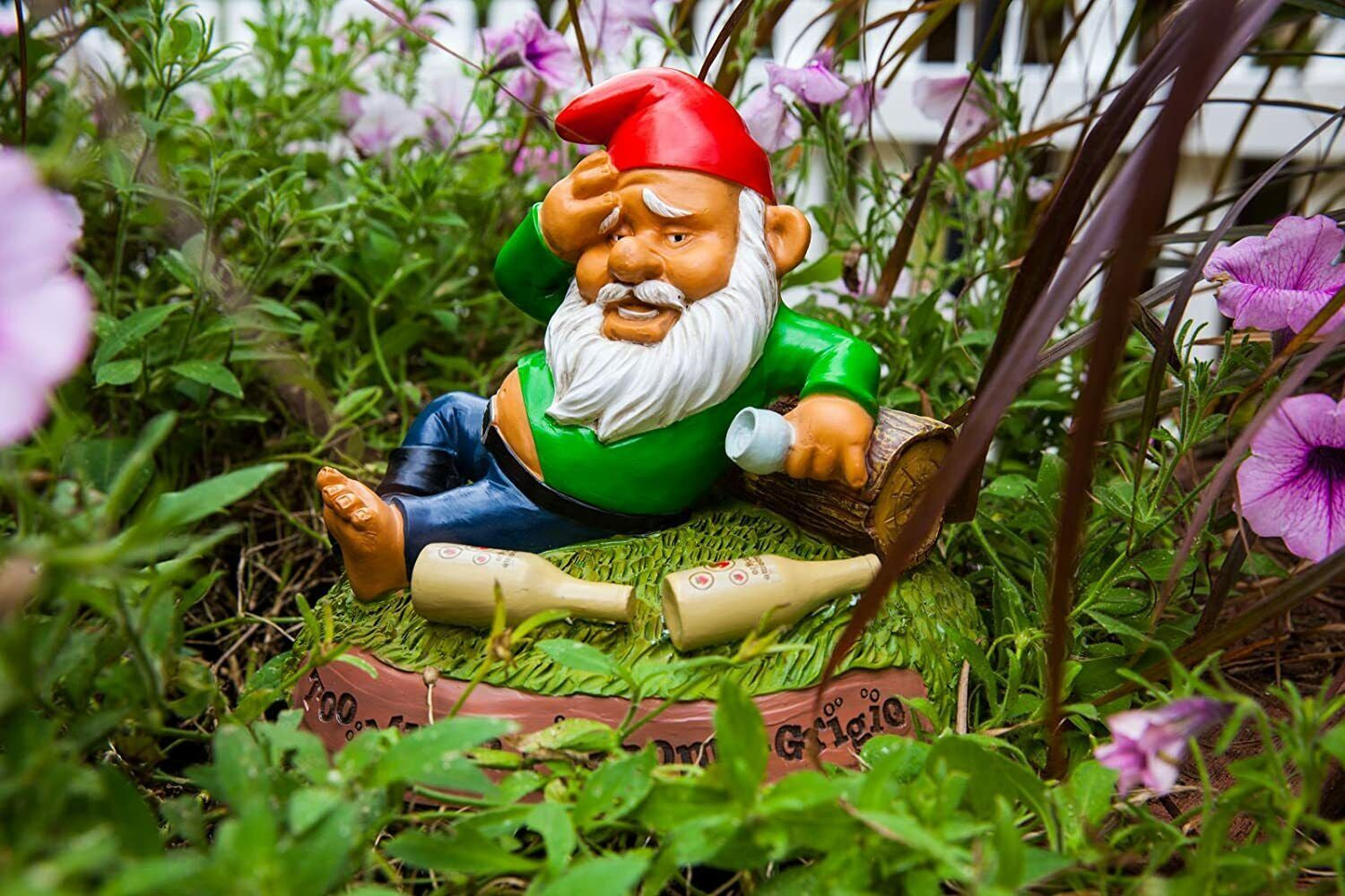 The Hungover Drunk Garden Gnome - Funny Outdoor Statue 