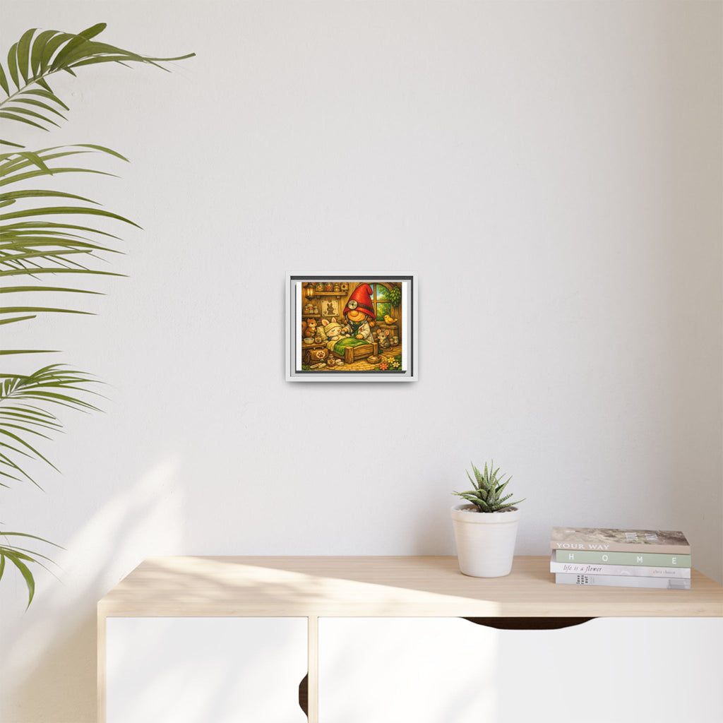 Gnome Girl Vet Nursery Wall Art — Framed Matte Canvas