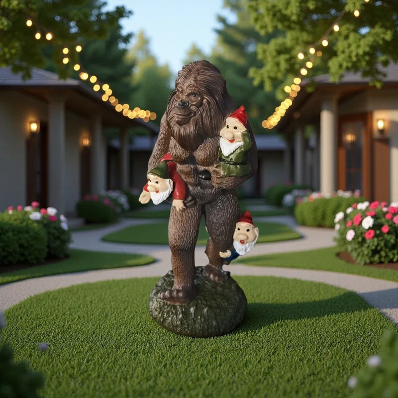 Chimpanzee and Dwarf Statues