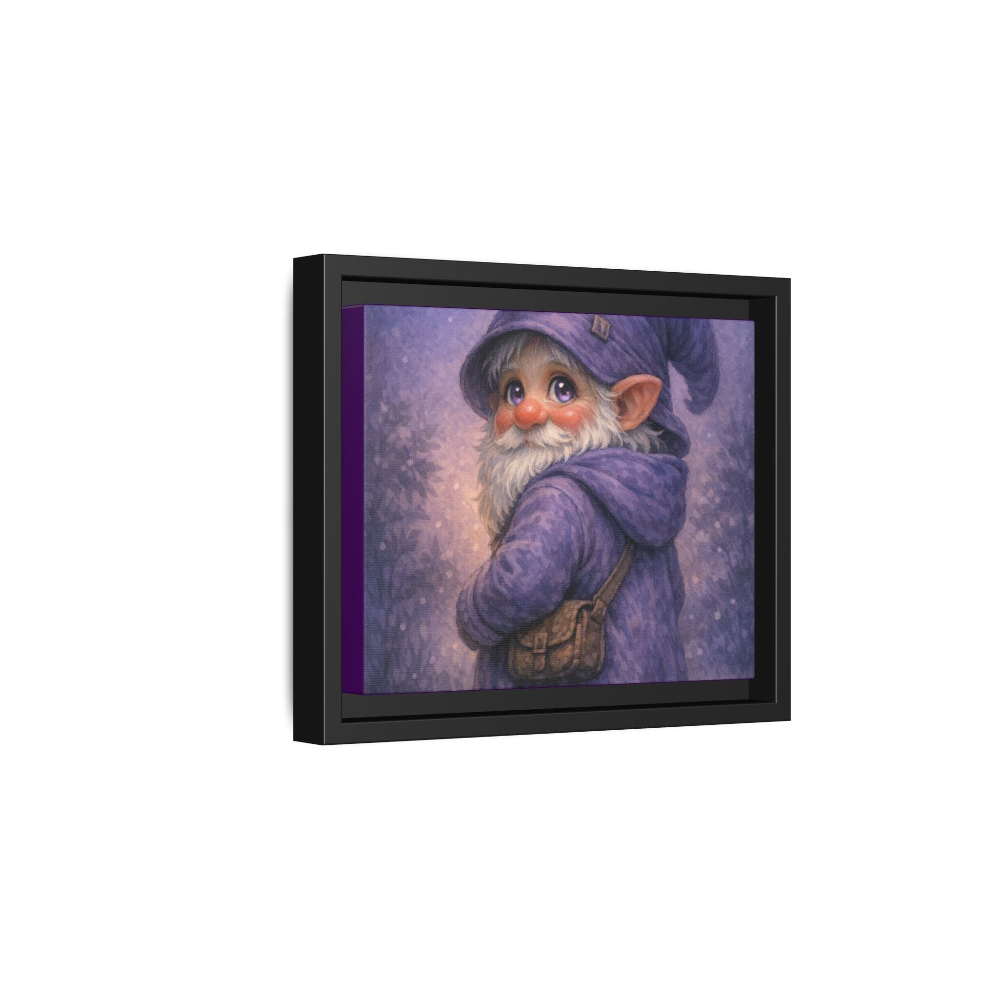 Bright eyes Whimsical Purple Gnome Matte Canvas Framed Wall Art