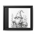 Gnome Pencil Illustration Framed Canvas Print — Black & White Matte Wall Art - Briar