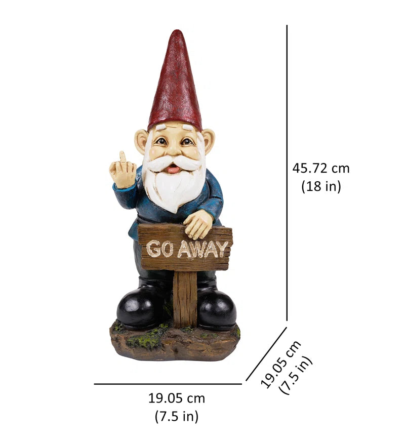 Gnome Holding a Go Away Sign