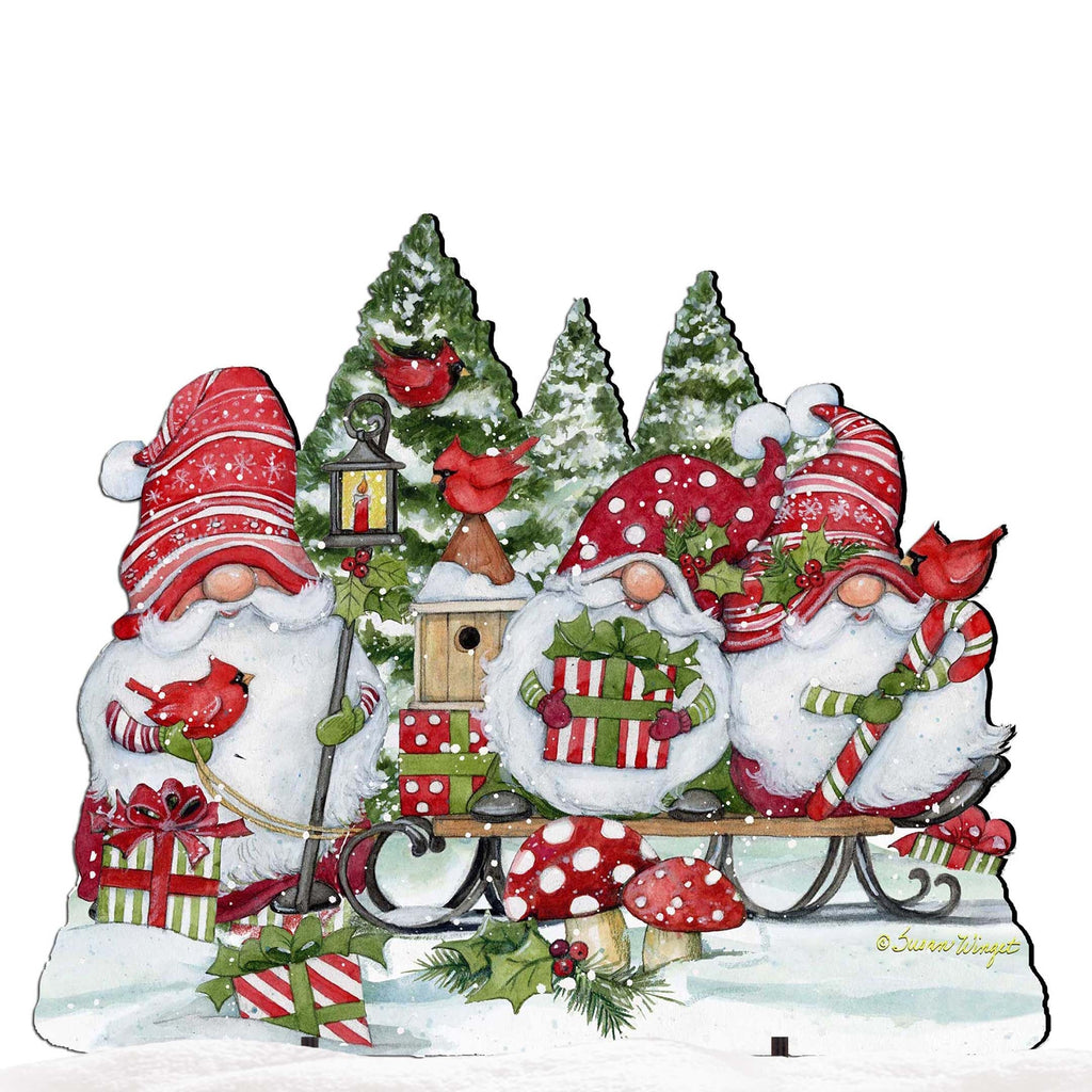 Christmas Gnomes Outdoor Decor by Susan Winget - Christmas Santa and Snowman Decor - 8471109F-SW