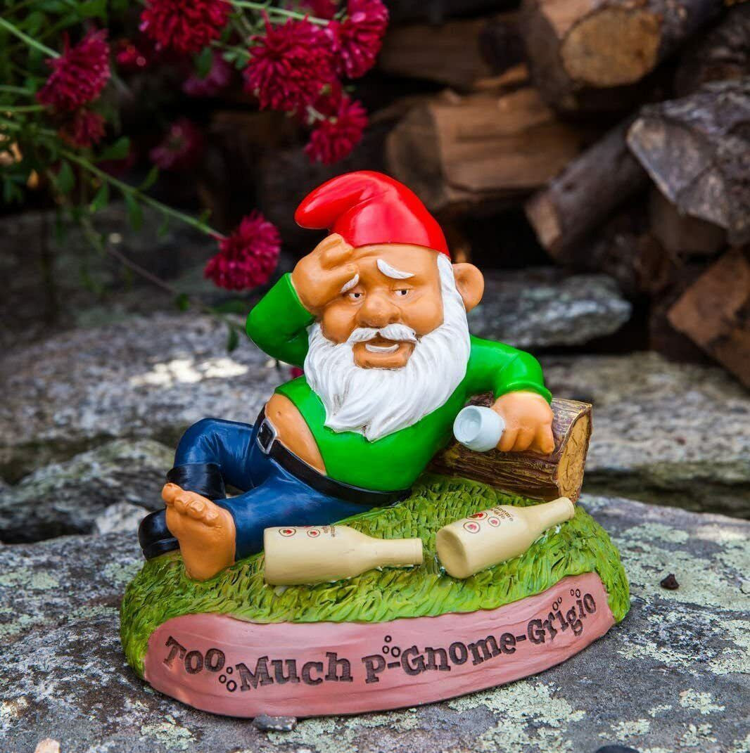 The Hungover Drunk Garden Gnome - Funny Outdoor Statue 