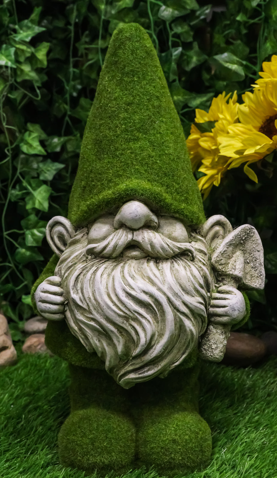 Whimsical Green Thumb Gnome with Shovel 