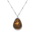 Engraved Teardrop Pendant Necklace