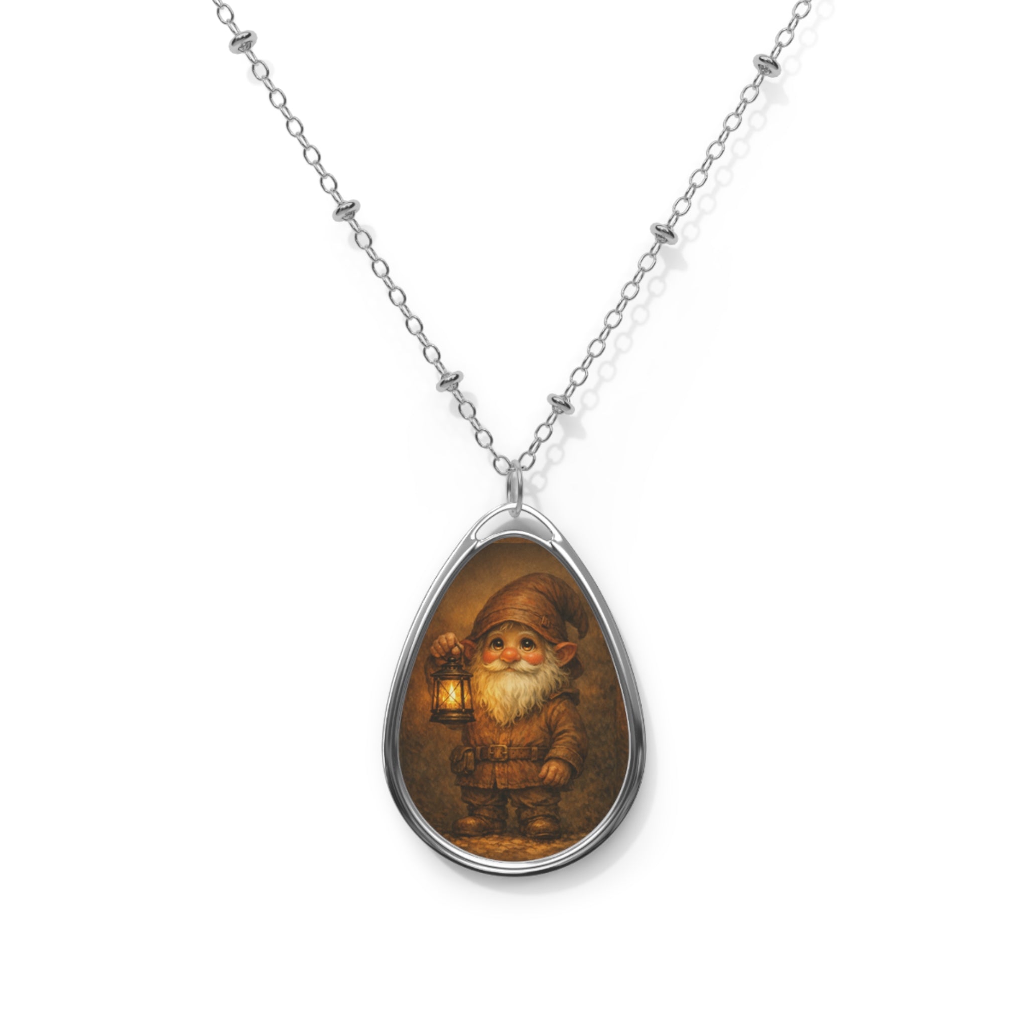 Engraved Teardrop Pendant Necklace