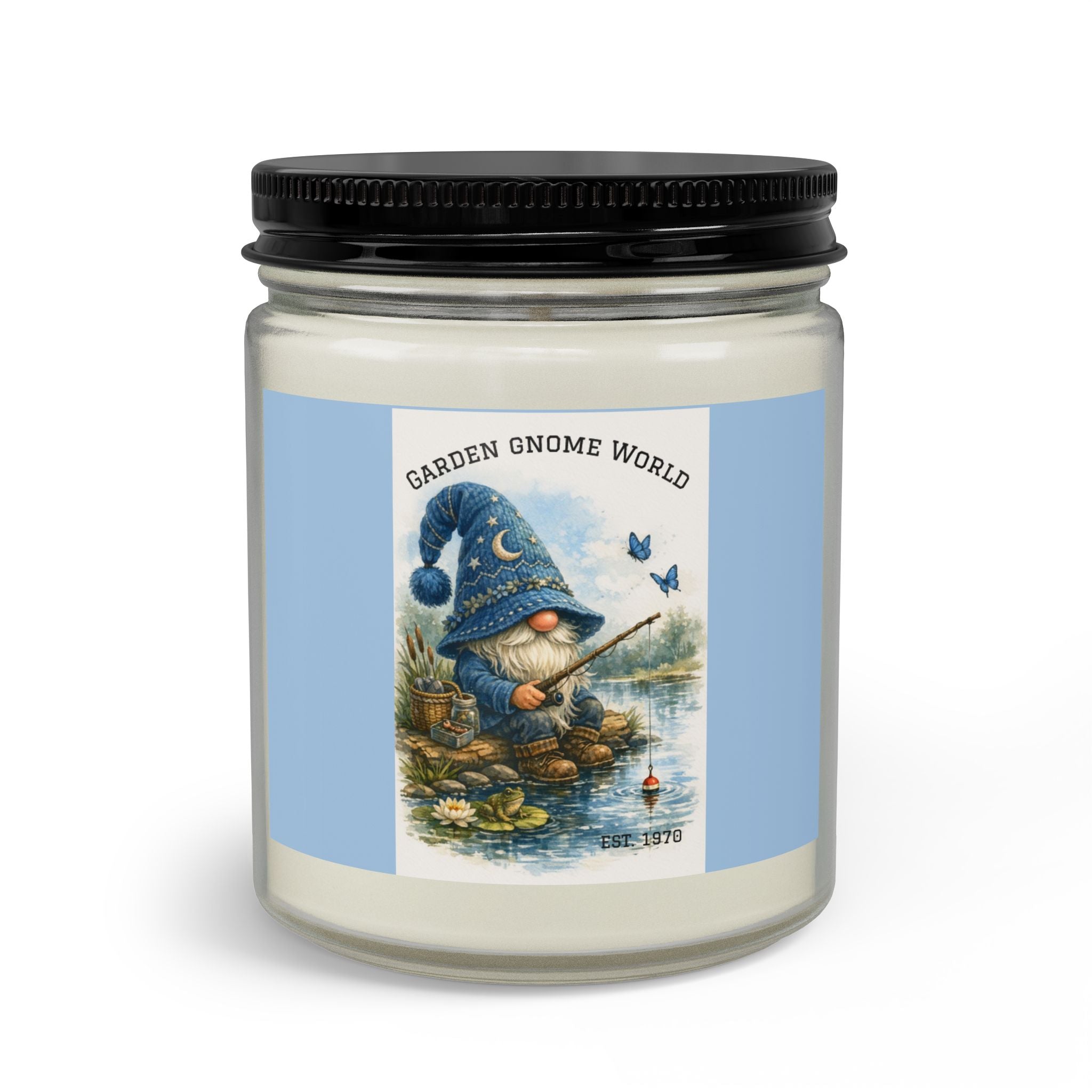 High Hat Blue Gnome Fishing Candle Set — Jar Candle with Matches & Wick Trimmer