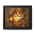 Bright eyes Gnome Lantern Framed Canvas Art — Whimsical Cozy Nursery Wall Decor