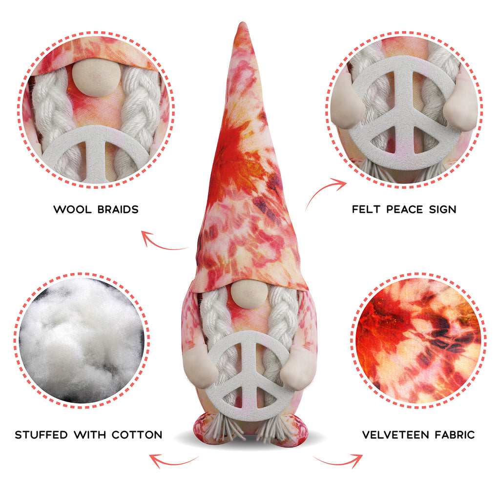 Hippie Gnomes Plush Tie Dye Groovy Home Decor Tomte Gnome
