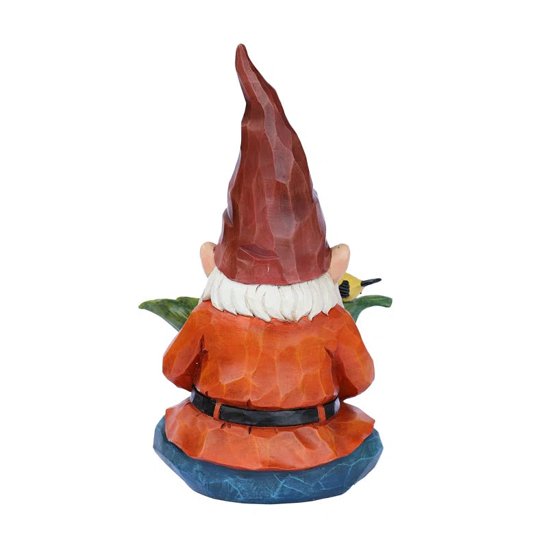 Funny Garden Gnome Holding Bird Bath