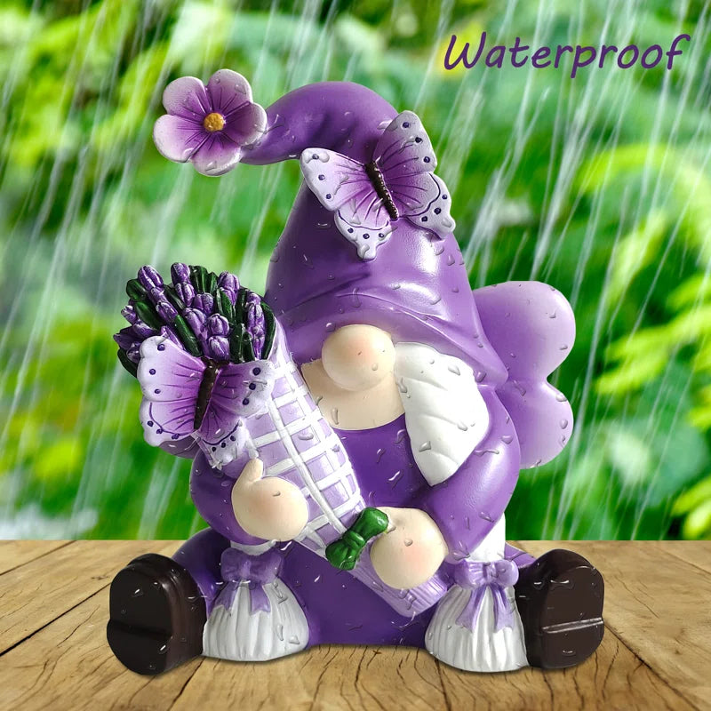 Purple Gnome with flowers and butterfly 