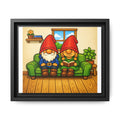 Gnome Couple Boy and Girl Framed Canvas Art – Cozy Home Garden Wall Decor