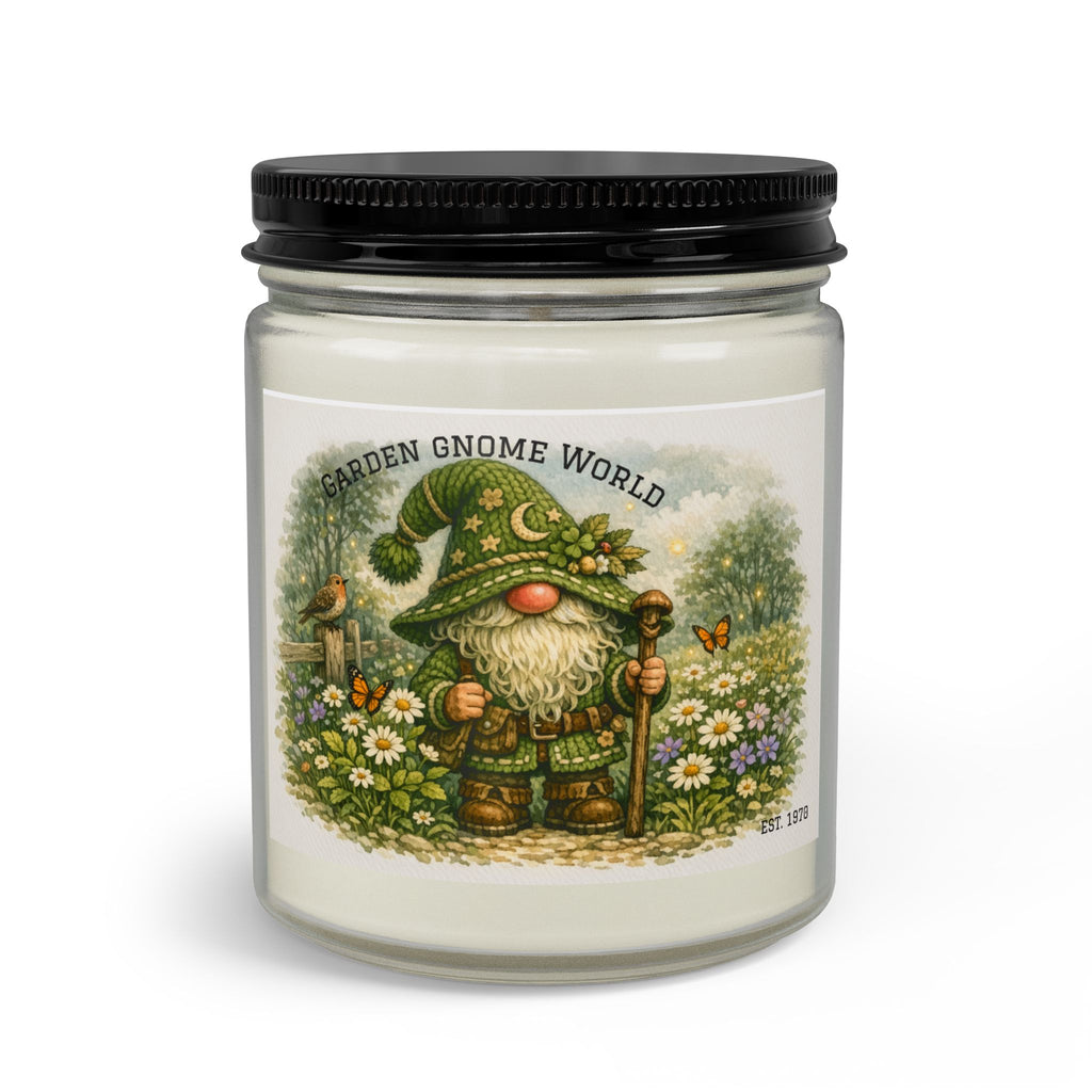 High Hat Green Garden Gnome Candle Set — Soy Jar Candle with Matches & Wick Trimmer