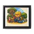 Gnome Girl Construction Worker Framed Art Print — Cute Builder Treehouse Matte Canvas