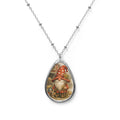 Gnome Mushroom Oval Pendant Necklace — Whimsical Woodland Charm Jewelry