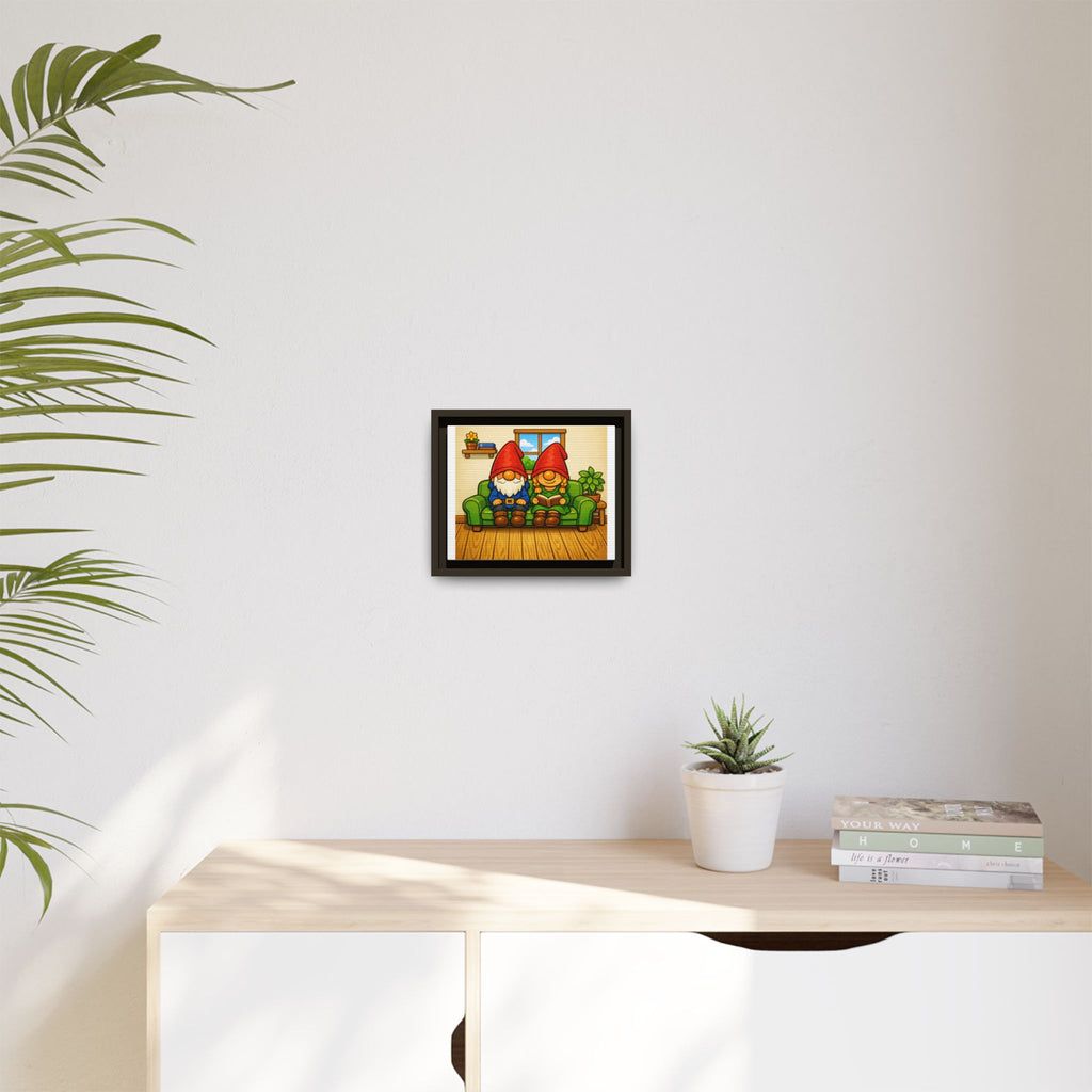 Gnome Couple Boy and Girl Framed Canvas Art – Cozy Home Garden Wall Decor