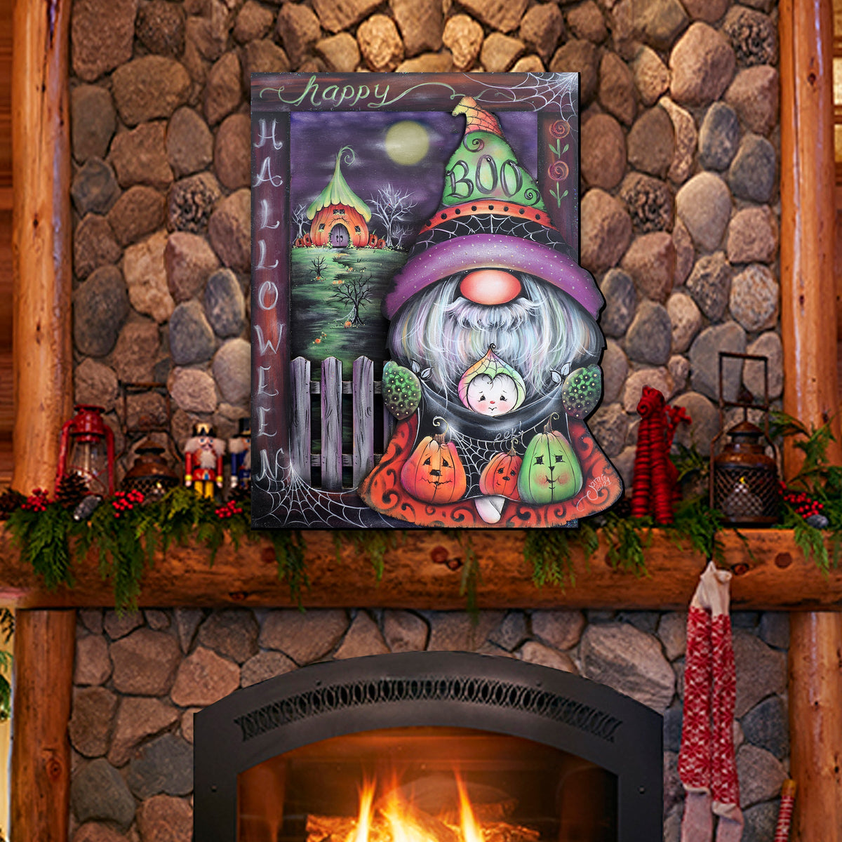 Boo Halloween Gnome Holiday Door Decor by Jamie Mills-Price - Halloween Decor - 8611077H-MP