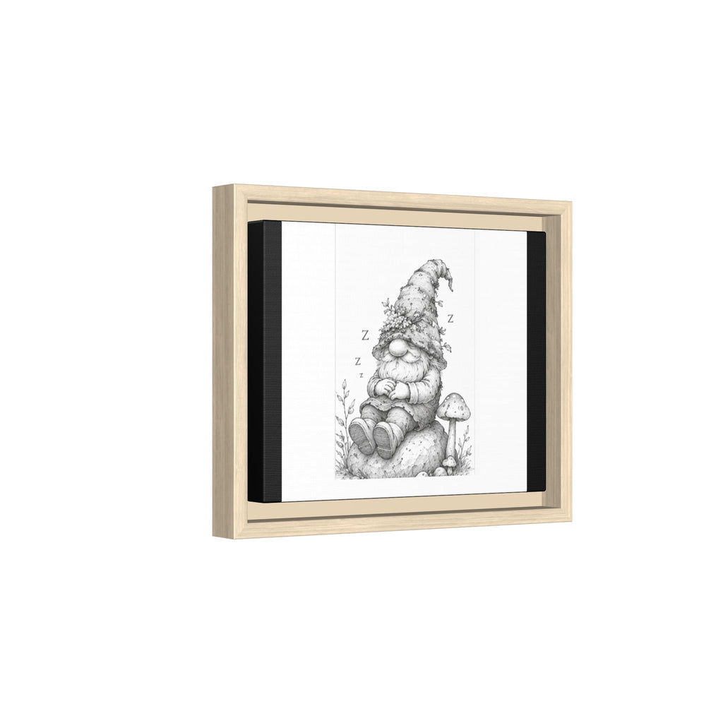 Sleeping Gnome Pencil Framed Matte Canvas Wall Art - Lark