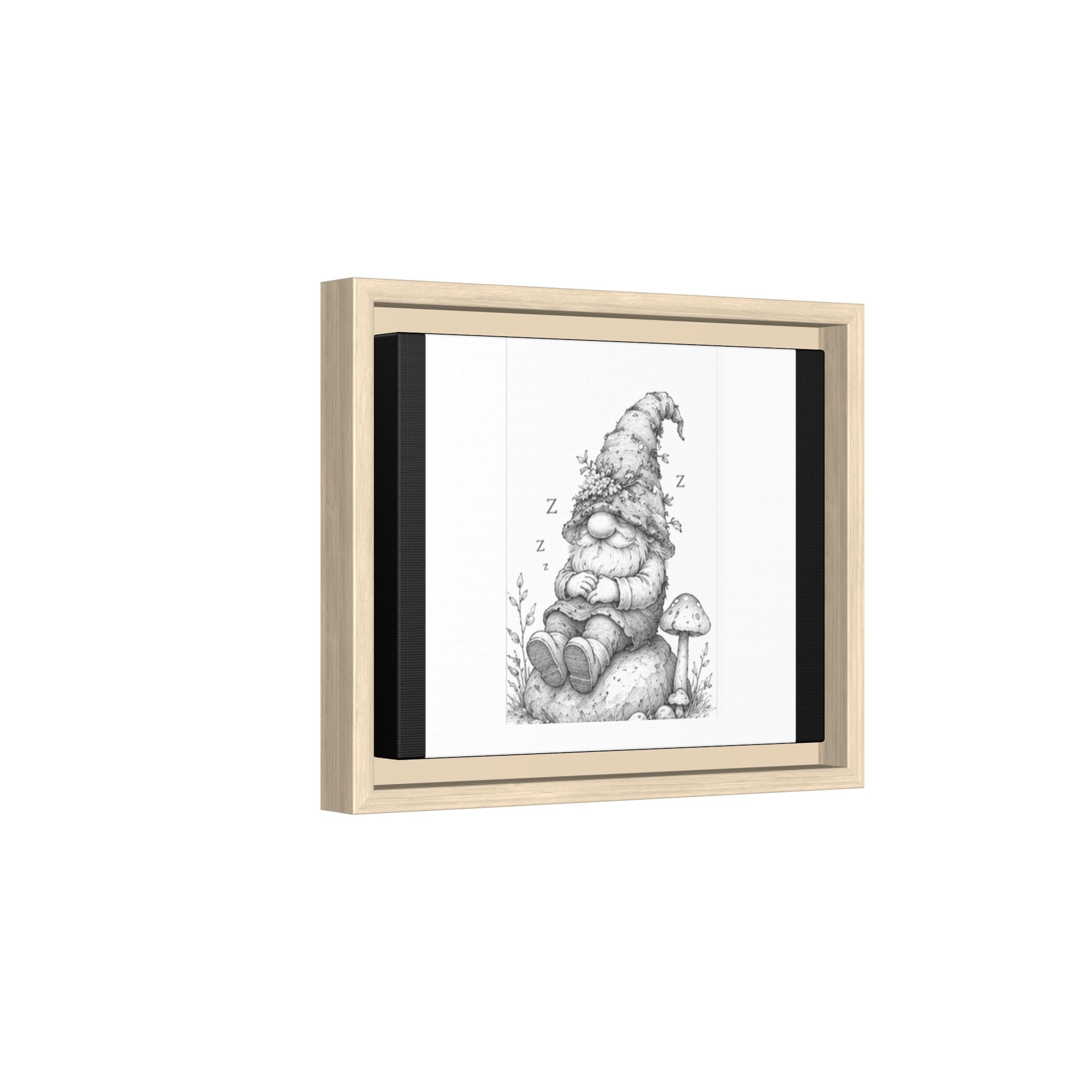 Sleeping Gnome Pencil Framed Matte Canvas Wall Art - Lark