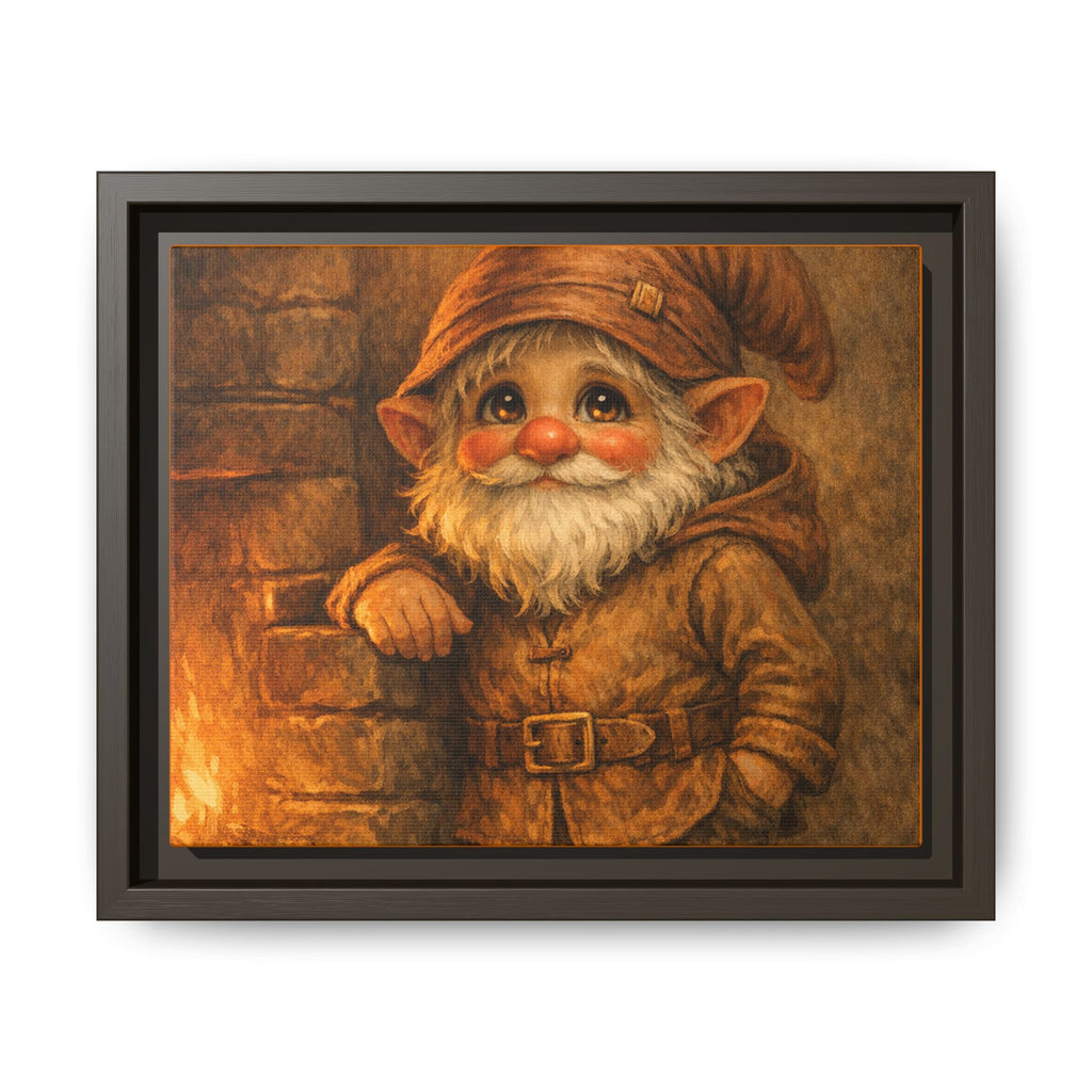 Framed Matte Canvas - Bright Eyes Gnome by Hearthside (Whimsical Woodland Wall Art)