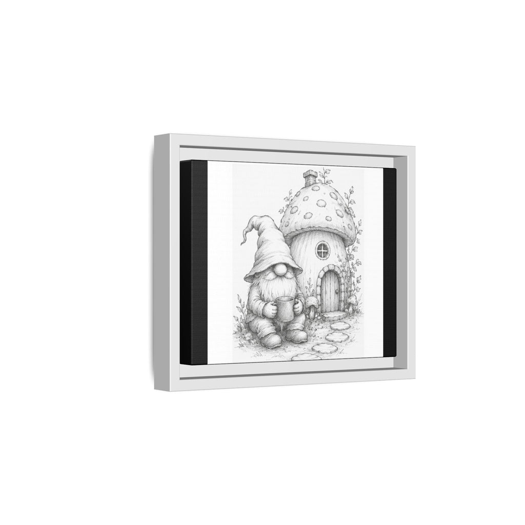 Gnome Pencil Cottage Sketch Framed Canvas Print - Fren