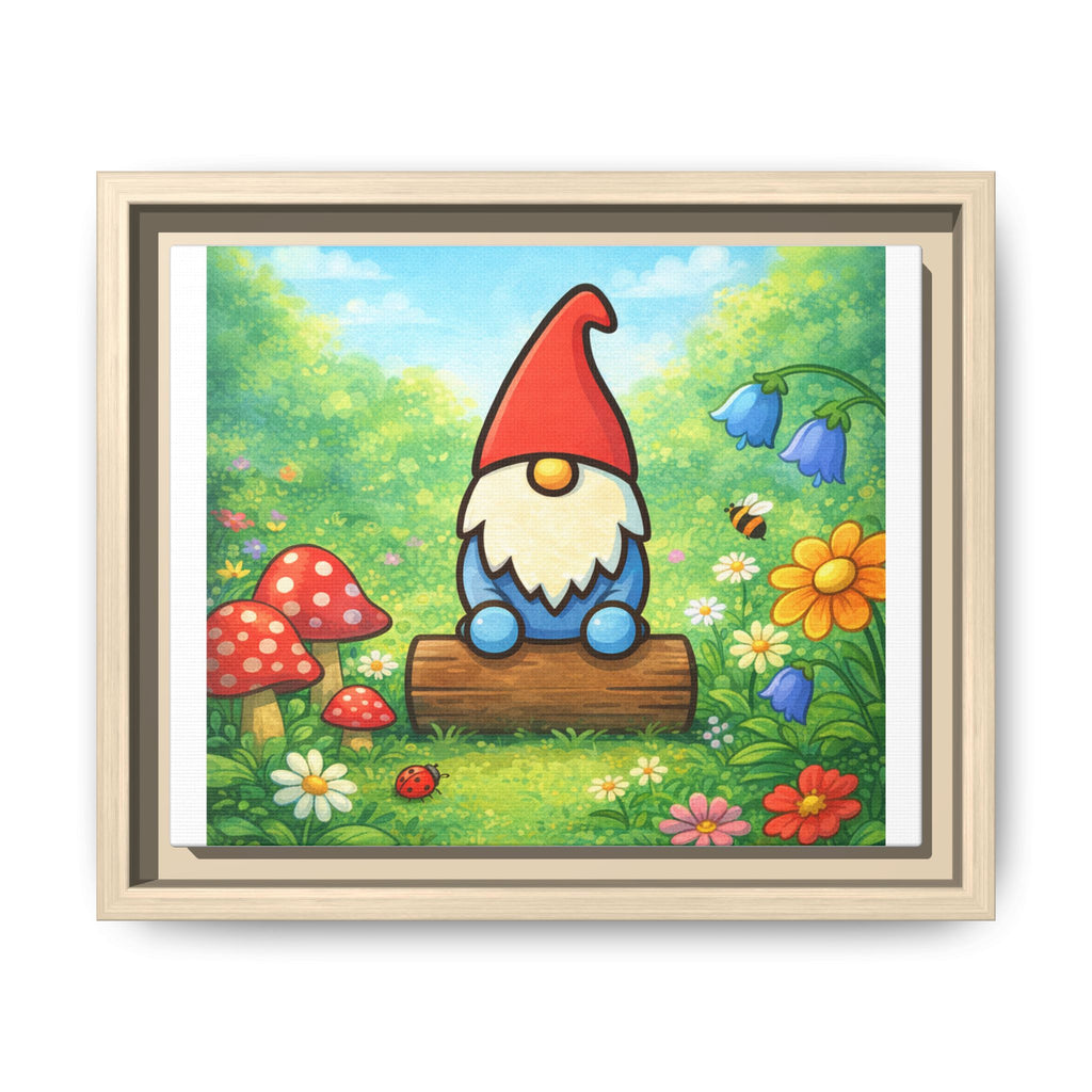 Garden Gnome World Logo - Whimsical Garden Gnome Matte Canvas Print (Framed)