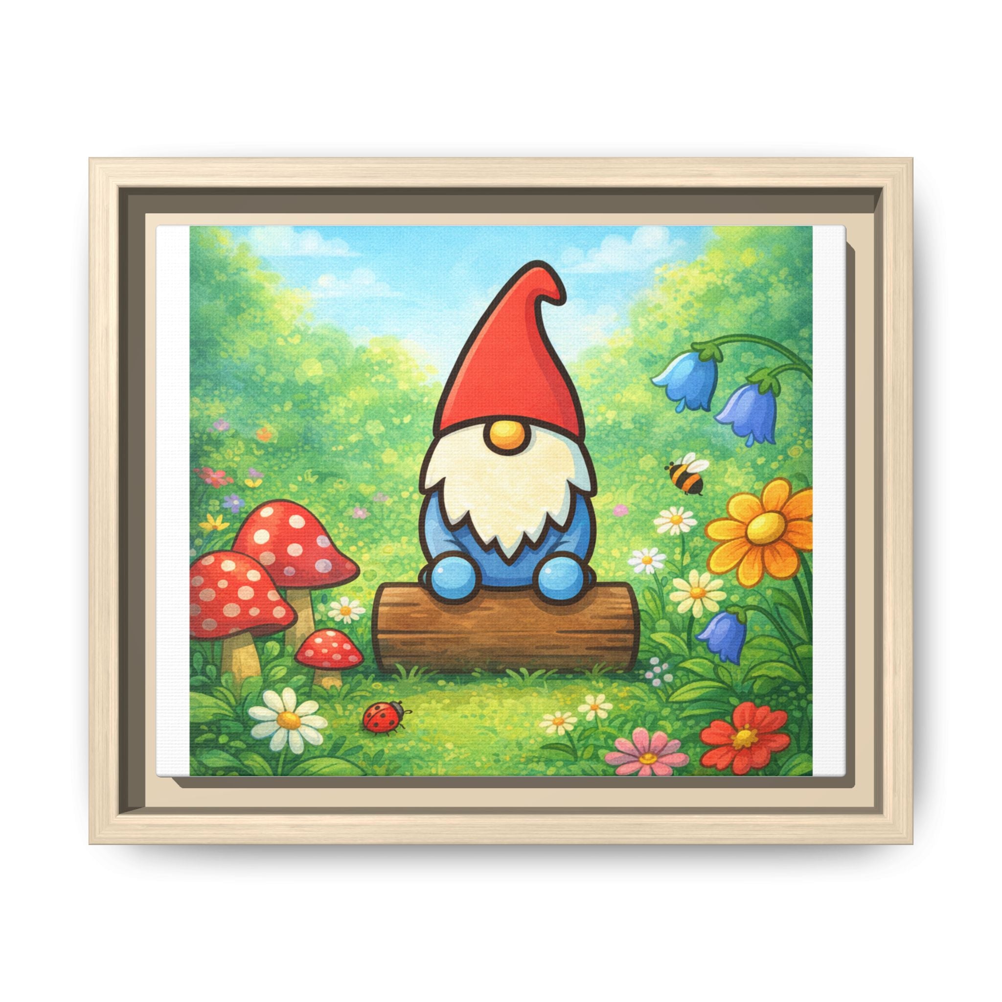 Garden Gnome World Logo - Whimsical Garden Gnome Matte Canvas Print (Framed)