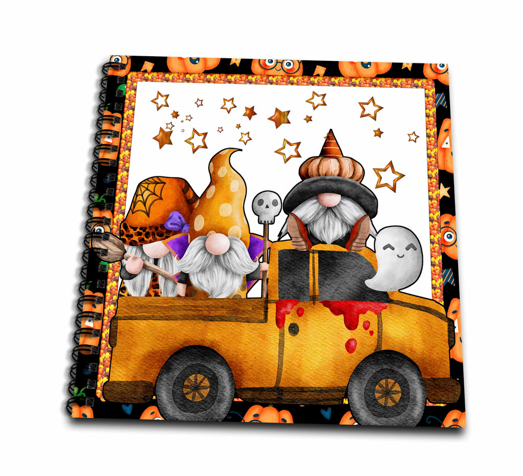 3dRose Cute Halloween Gnomes in A Halloween Truck Design - Drawing Books (db-369124)