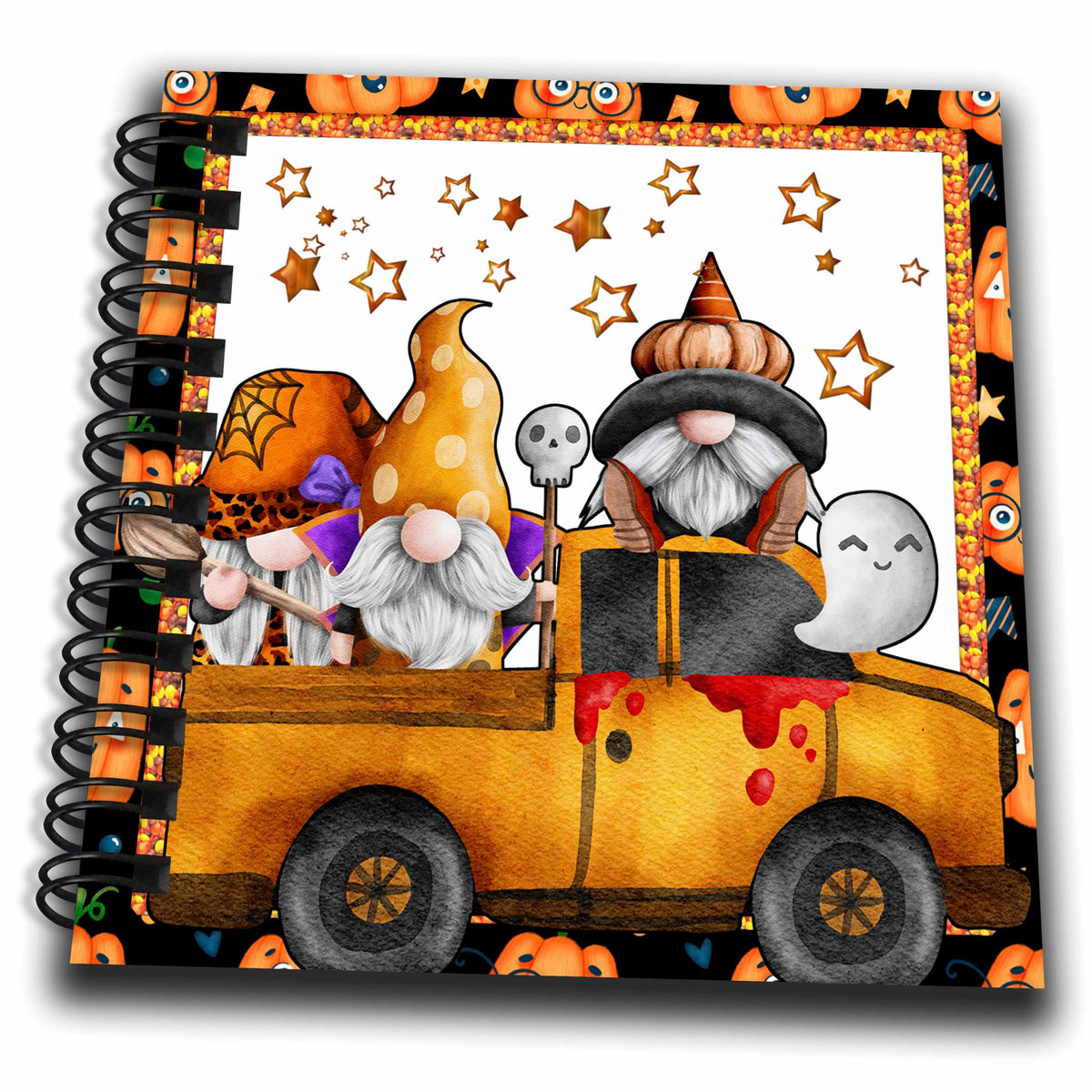 3dRose Cute Halloween Gnomes in A Halloween Truck Design - Drawing Books (db-369124)