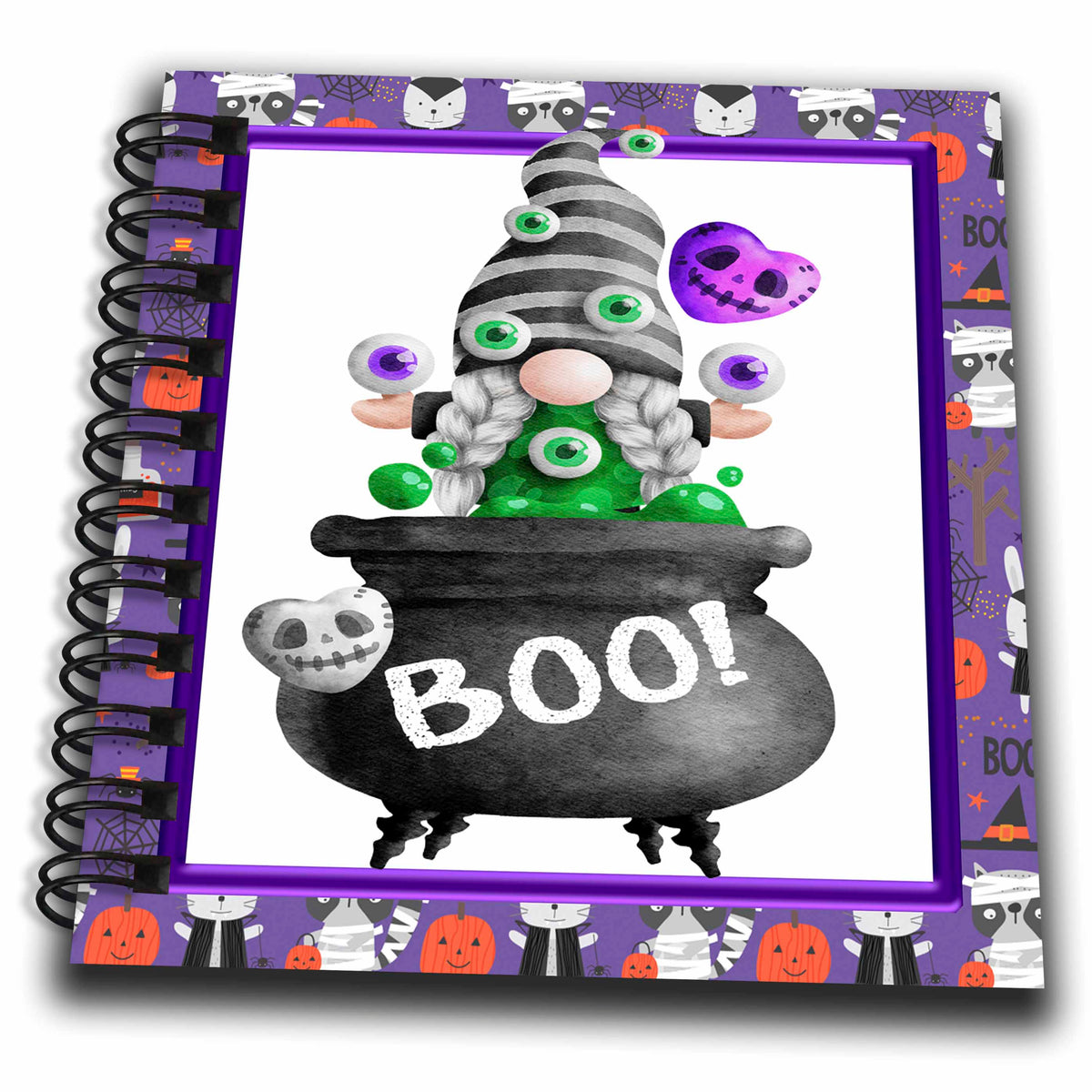 3dRose Cute Halloween Gnome Sitting On A Boo Cauldron Design - Drawing Books (db-369169)